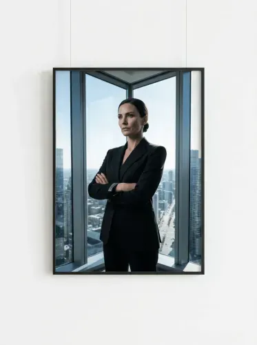 Realistic Executive Portrait Skyline Window framed preview