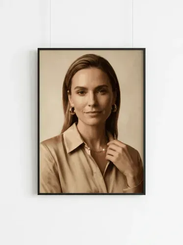 Realistic Gold Chain Portrait Woman framed preview