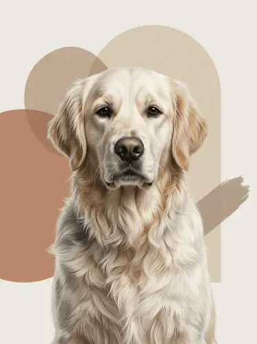 Realistic Golden Retriever Portrait Abstract Shapes