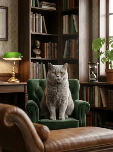 Realistic Intellectual Cat Glasses Portrait