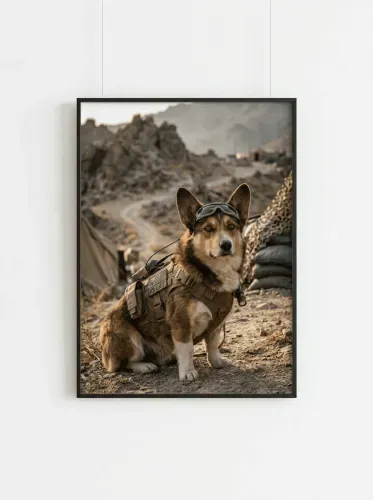 Realistic K9 Military Dog Tactical Portrait framed preview