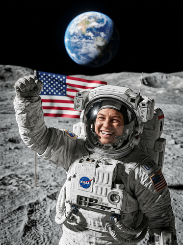 Realistic Moon Landing Astronaut Victory