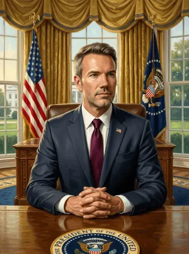 Realistic Oil Portrait Oval Office Executive