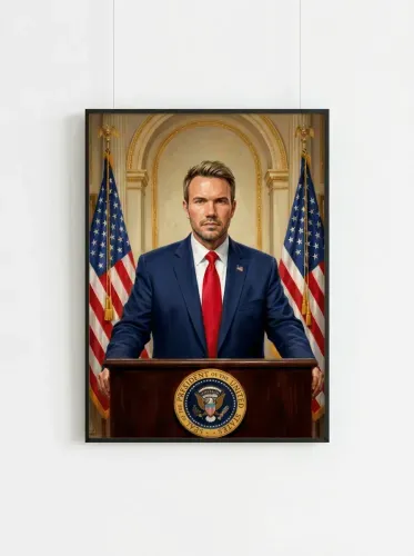 Realistic Oil Portrait Presidential Podium framed preview