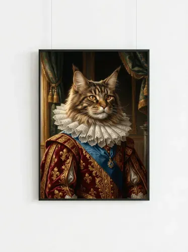 Realistic Oil Portrait Regal Cat Aristocrat framed preview