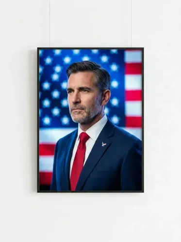 Realistic Patriotic Portrait Red Tie American Flag framed preview