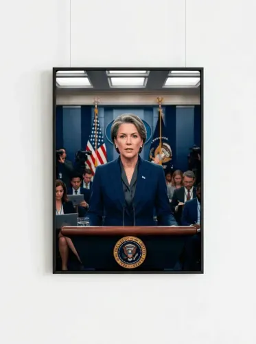 Realistic Presidential Podium Portrait Woman framed preview