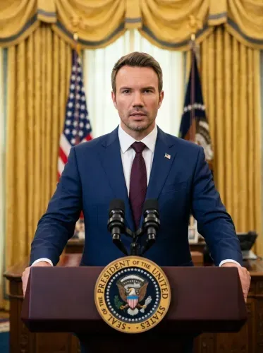 Realistic Presidential Portrait Oval Office