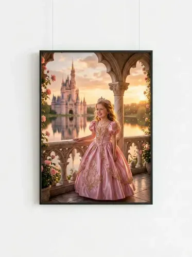 Realistic Princess Tiara Castle Garden Portrait framed preview