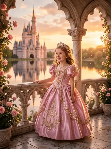 Realistic Princess Tiara Castle Garden Portrait