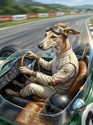 Realistic Racing Dog Aviator Portrait