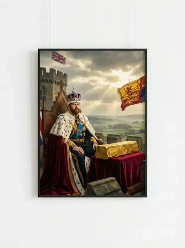 Realistic Royal Portrait Crown Castle Regalia framed preview