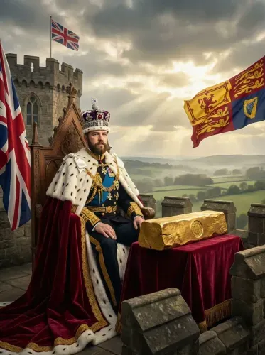 Realistic Royal Portrait Crown Castle Regalia