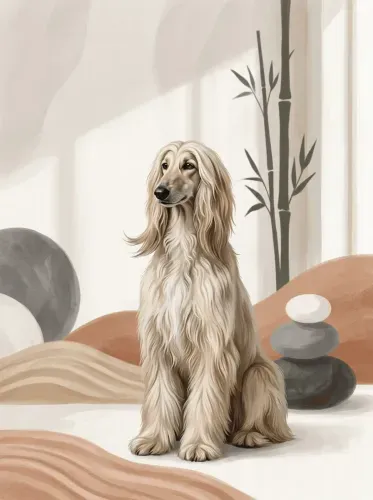 Realistic Saluki Portrait Zen Landscape