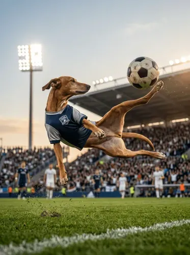 Realistic Soccer Dog Bicycle Kick Stadium