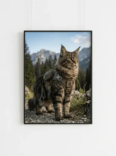 Realistic Tactical Cat Mountain Adventure framed preview