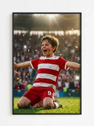 Soccer Victory Boy Stadium Print framed preview