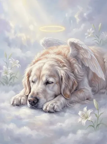 Soft Pastel Angel Dog Halo Wings