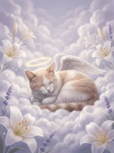 Soft Pastel Angelic Cat Halo Clouds
