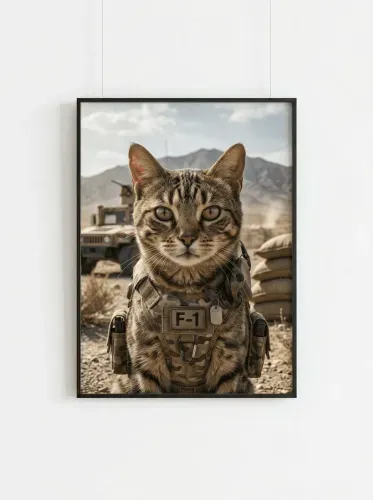 Tactical Gear Tabby Cat Military Portrait framed preview