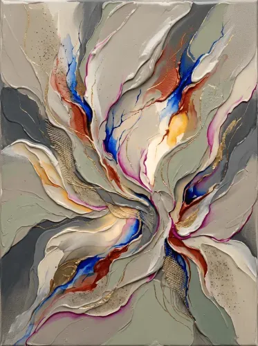 Textured Mixed Media Abstract Flowing Colors