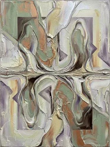 Textured Oil Impasto Abstract Grid Canvas