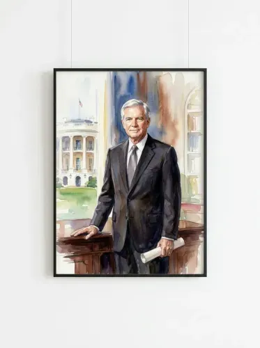 Watercolor Executive Portrait White House Study framed preview