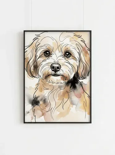 Watercolor Ink Shih Tzu Gentle Portrait framed preview