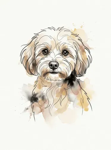 Watercolor Ink Shih Tzu Gentle Portrait